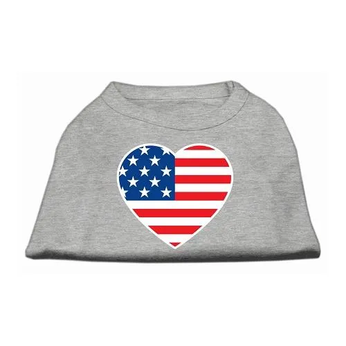 American Flag Heart Screen Print Shirt Grey Lg (14)