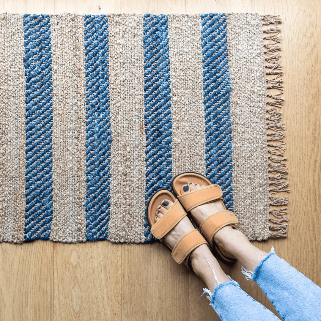 Harvey Cotton Jute Mat - Blue