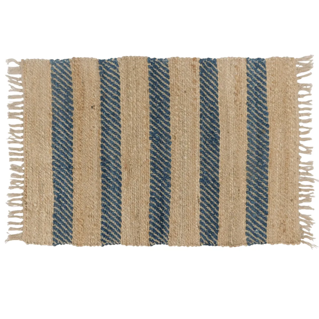 Harvey Cotton Jute Mat - Blue
